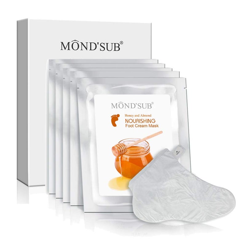 Mond'sub 5 Pairs of MOND'SUB Honey & Almond Nourishing Foot Masks - Baby Foot Moisturizing Mask for Dry Skin to Removing Dead Skin & Repairing Rough Heels & Foot Crack - Image 1